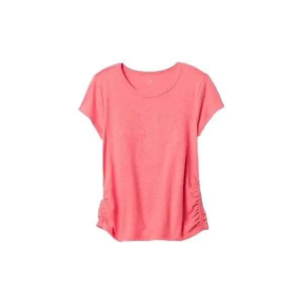 GAP V-LOGO SIDE RUCHED Dívčí tričko, růžová, velikost