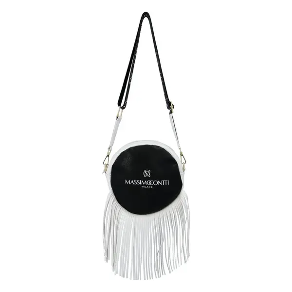Designová koženková kulatá kabelka Massima C., bílá