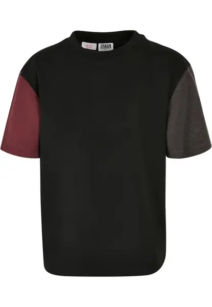 Boys' Organic Oversized T-Shirt Colorblock Black