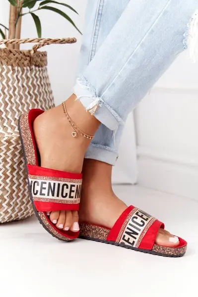 EVENTO Torking žabky s zirkónmi červená benice