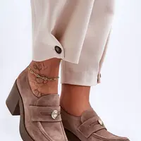 Dámske semišové poltopánky na podpätku