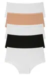 98545 Dewberry Women Panties High Waist Pack of 5-BLACK-WHITE-CAMEL