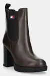 Kožené členkové topánky Tommy Jeans TJW LEATHER HEEL BOOT