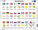 MemoPuzzle: EÚ Pexeso puzzle GP2 (Názov, zástava, hlavné mesto) - puzzle z kategorie Naučné puzzle