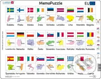 MemoPuzzle: EÚ Pexeso puzzle GP2 (Názov, zástava, hlavné mesto) - puzzle z kategorie Naučné puzzle