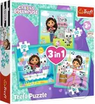 Trefl Puzzle 3v1 - Gabbyine aktivity / Universal Gabby's Dollhouse - puzzle z kategorie 15 - 60 dílků
