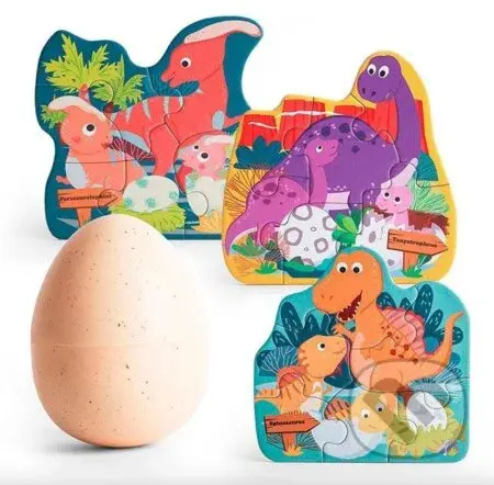 Dinosauři ve vejci, dřevěné (s hračkou) - puzzle z kategorie Maxi dílky