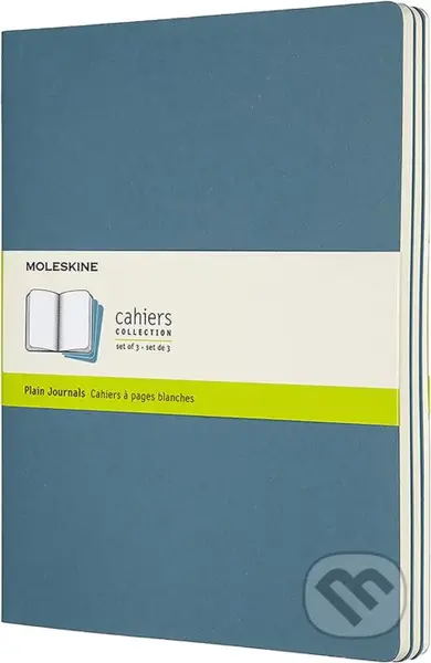 Moleskine - sada 3 zošitov (modré) (veľké, čisté)