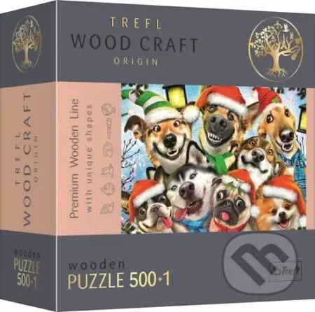Vánoční psi (Dřevěné puzzle) - puzzle z kategorie 500 - 1000 dílků