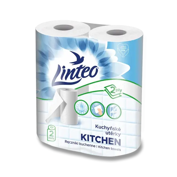 Papírové kuchyňské utěrky Linteo - 2vrstvé, 2 × 10 m