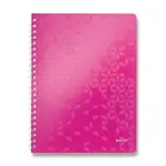 Kroužkový blok Leitz Wow A4, linkovaný, 80 listů - růžový
