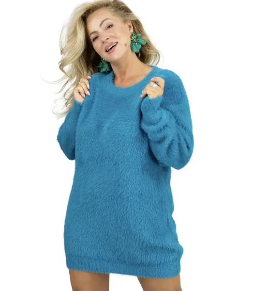 Pri Fluffy sweater knit dress round neckline FLUFFY