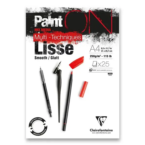 Blok Clairefontaine Paint'ON Smooth - A4, 25 listů, 250 g