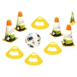 Fotbalové kužely 18cm 4ks + mety 4ks s míčem 12cm