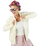 Pri Short cardigan unbuttoned sweater in fluffy knit fabric "COCO CHIC"