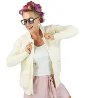 Pri Short cardigan unbuttoned sweater in fluffy knit fabric "COCO CHIC"