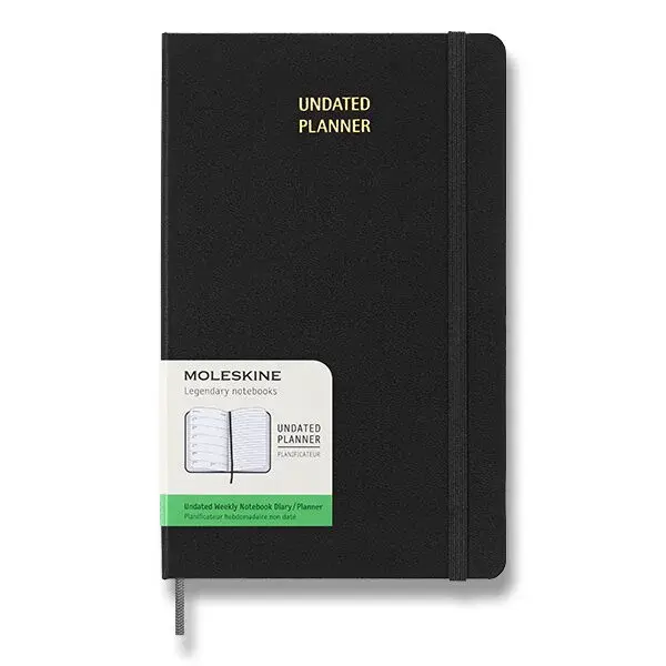 Diář Moleskine UNI, tvrdé desky - L, týdenní, nedatovaný, černý