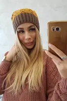 marka niezdefiniowana Fleecová čepice Bibiana K264 mocca+mustard