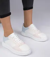 Gemre White and pink sporty eco-leather sneakers Lavilia