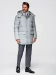 Ombre Warm men's long parka jacket with wool - light grey melange