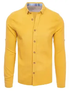 Pánská slim fit košile v hořčičné barvě