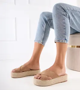 Gemre Brown platform espadrille sandals with straps Jerisa