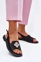 S. BARSKI Dámské Sandály Na Plochém Podpatku S Ozdobným Detalem S.Barski