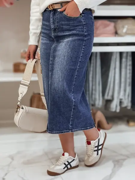 Džínová midi sukně s rozparkem MERITTA