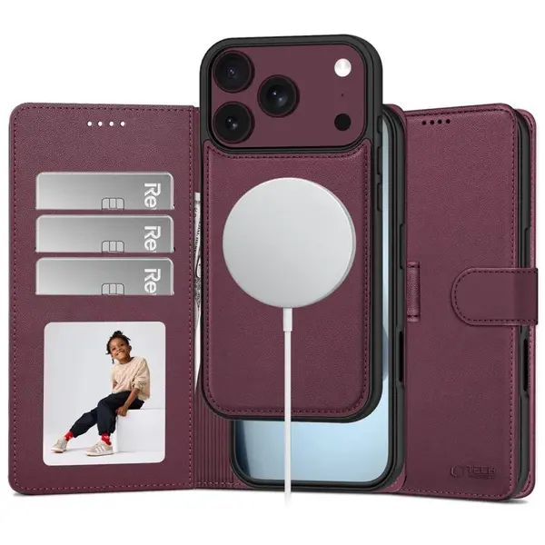 Tech-Protect Wallet MagSafe, iPhone 17 Pro / 18 Pro, vínový
