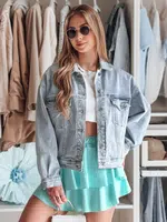 Kurtka damska jeansowa oversize STEFANIA niebieska Dstreet