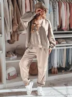 Komplet dresowy damski one size oversizowy DRESIS mokka Dstreet