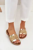 Kožené pantofle s ozdobným detailem a pletením Zazoo