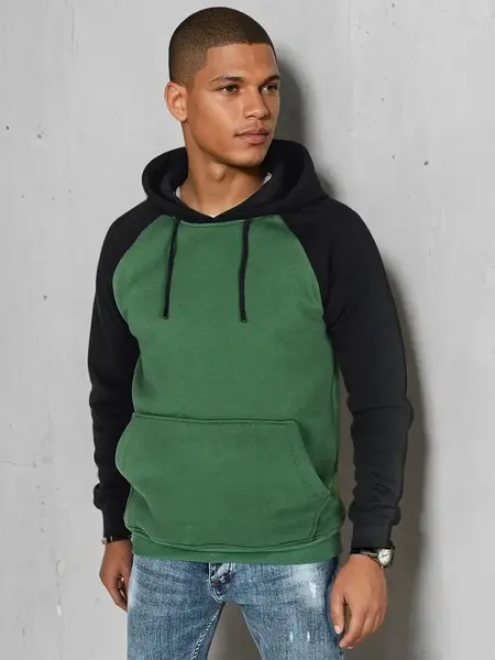 Pánská zelená mikina s kapucí