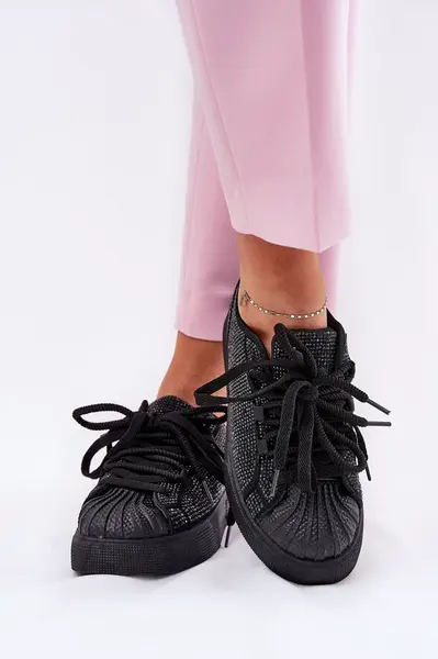 Boto Dámské tenisky se zdobením na platformě černé Eanneth