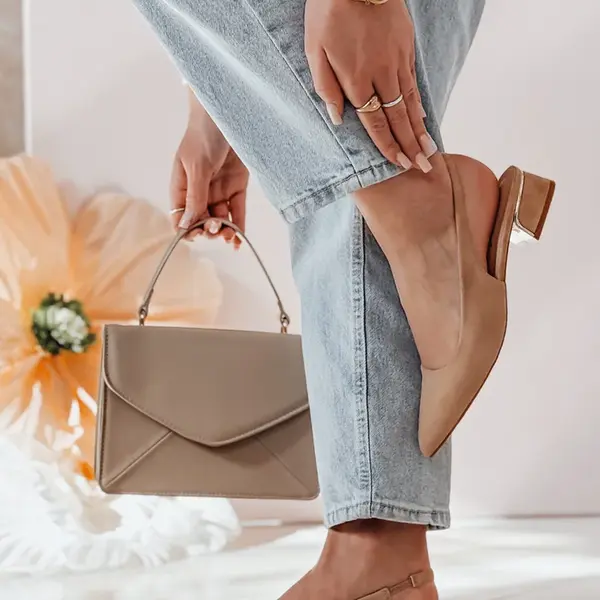 Czółenka na płaskim obcasie SLIMGIM khaki Dstreet