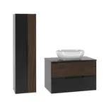 Petits-meubles KOUPELNOVÝ NÁBYTEK 80.6cm Sylla 2er-Set Černá a dřevěná