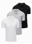 Ombre BASIC men's cotton polo t-shirt set - black/grey melange/white