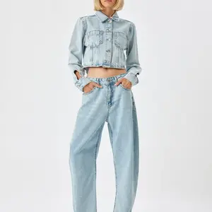 Koton High Waist Cut Leg Buttoned Jeans - Balloon Fit Jeans