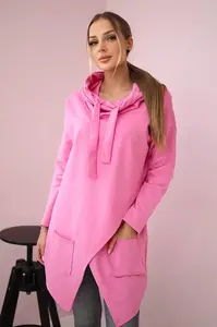 Tunika s psaníčkem vepředu Oversize světle růžová