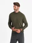Ombre Men's knitted half turtleneck with viscose - dark olive