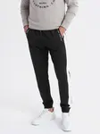 Ombre Men's sweatpants joggers with contrasting stripes - black