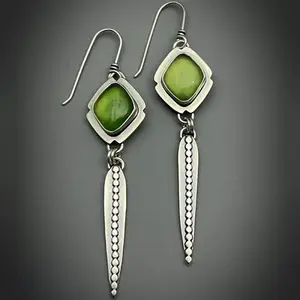 National Style Alloy Plastic Dangle Earrings