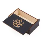 1Pc Rectangle Engraved Wooden Tarot Storage Boxes with Slider Lid for Divination