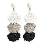 Bohemian Style Raffia Shell Shape Dangle Stud Earrings