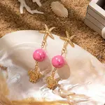Zinc Alloy Resin Starfish Dangle Stud Earrings