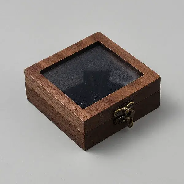 Square Wooden Bangle Storage Boxes with Clear Window