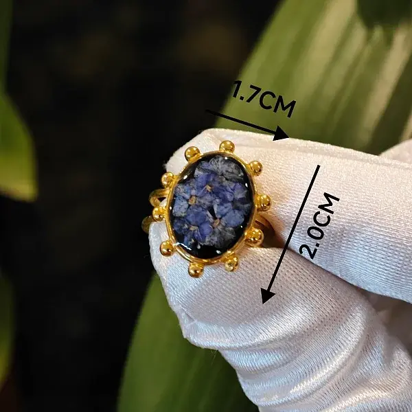 304 Stainless Steel with Epoxy Dried Flower Cuff Rings