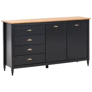 Beliani SIDEBOARD se 2 dveřmi Borovicové dřevo Černý Shillington