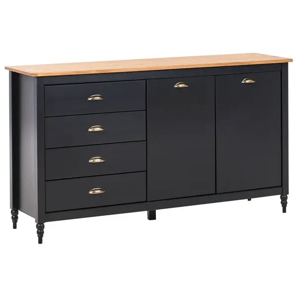 Beliani SIDEBOARD se 2 dveřmi Borovicové dřevo Černý Shillington