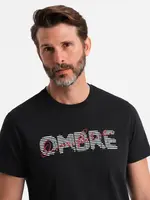 Ombre Men's cotton t-shirt with double printed logo - black